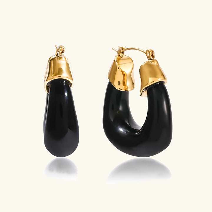 Gold-Plated Chunky Enamel Hoop Earrings