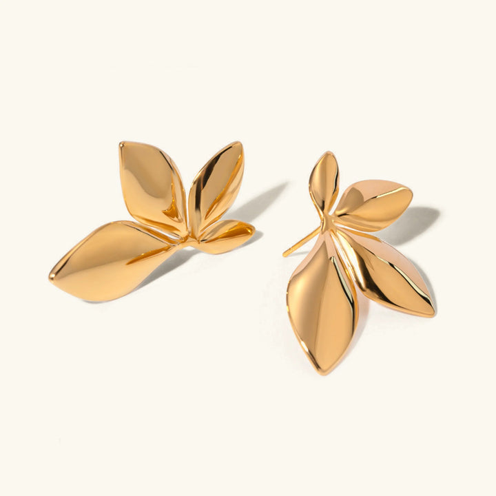 Gold Plated Statement Petal Stud Earrings
