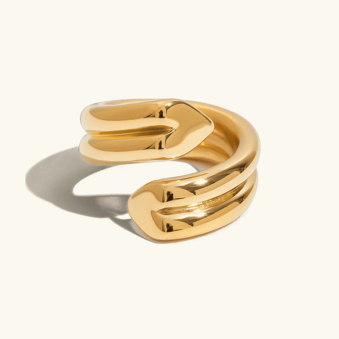 Gold Plated Statement Heart Twist Ring for Women