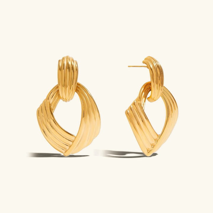 Gold Plated Stainless Steel Statement Drop Earrings for Women