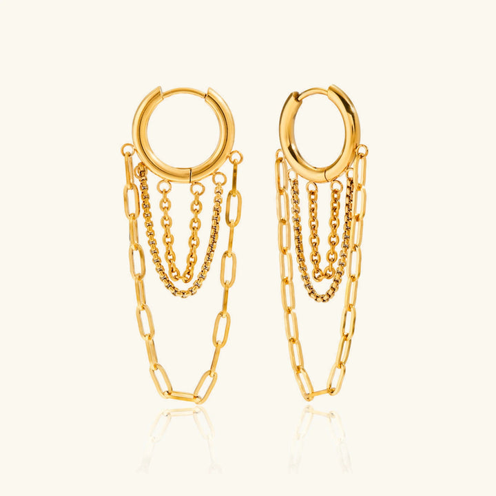 Gold-Plated Link Chain Hoop Earrings