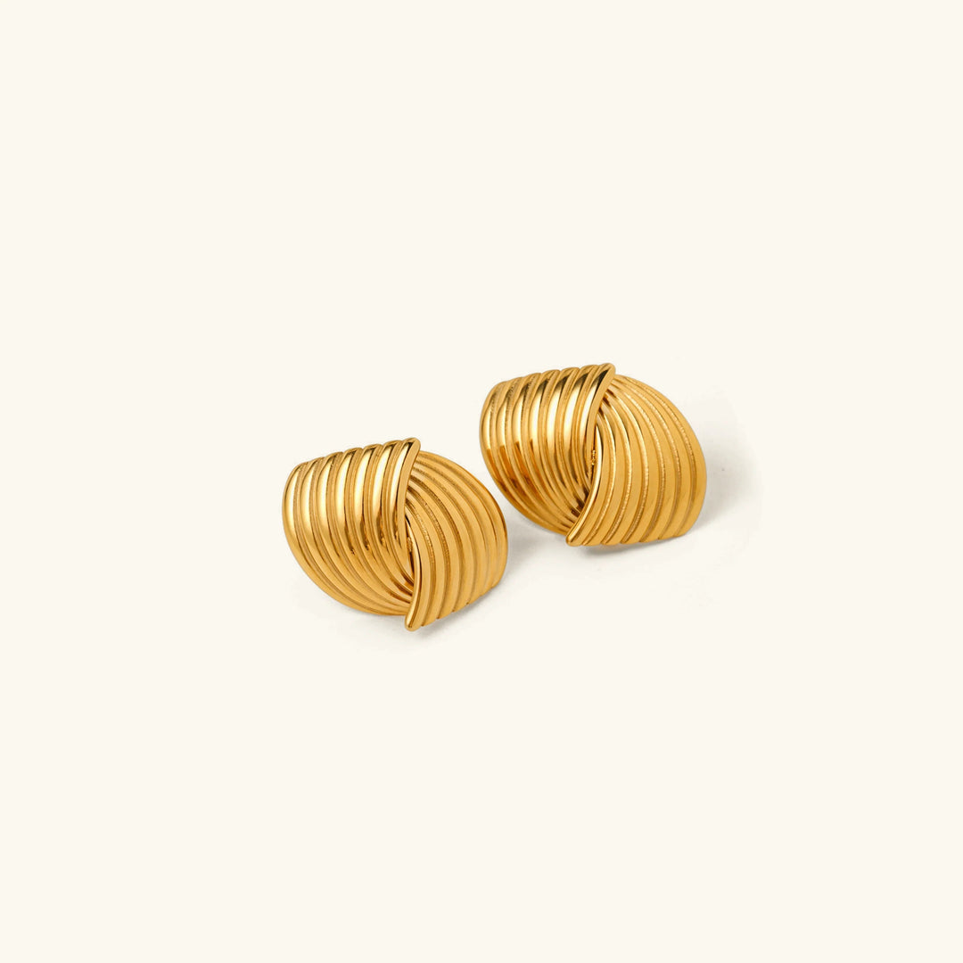 Gold-Plated Textured Intertwined Wing Earrings