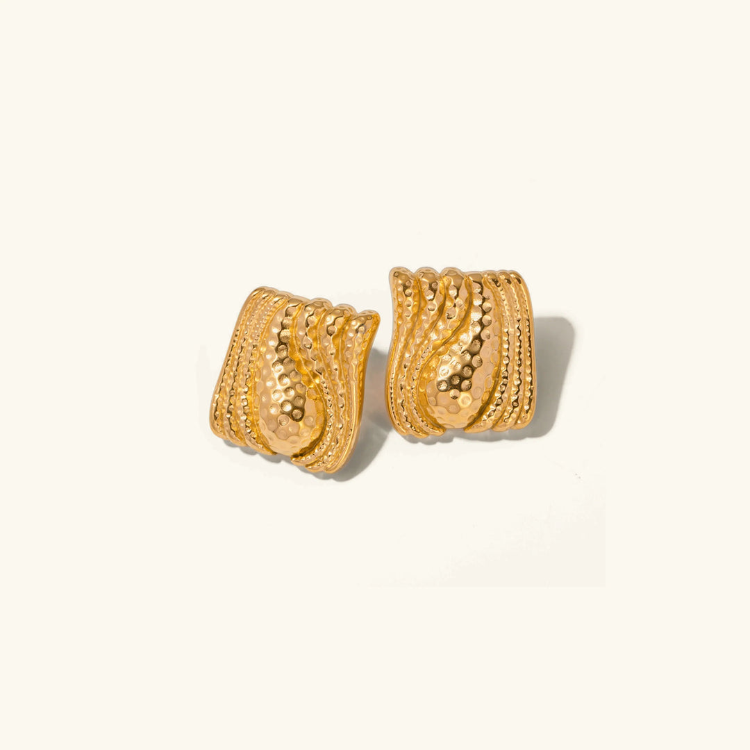 Gold-Plated Hammered Teardrop Earrings