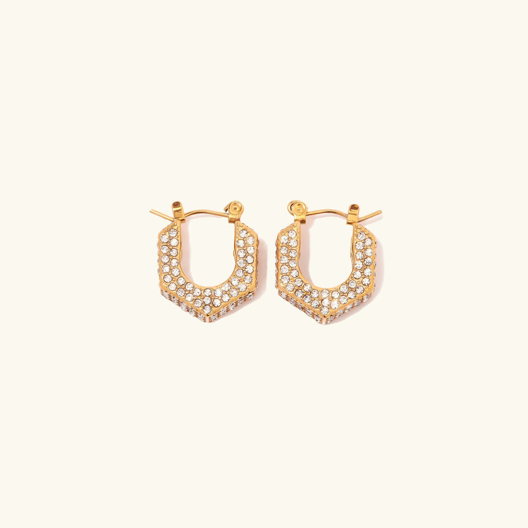 Gold-Plated Cubic Zirconia Huggie Earrings