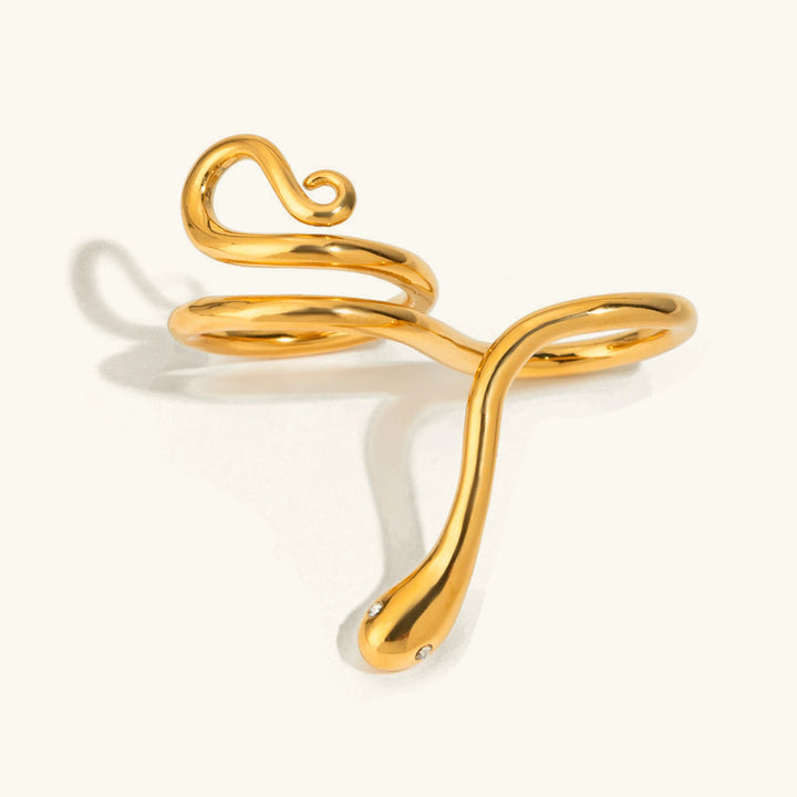 Gold Plated Stainless Steel Snake Statement Ring for Women
