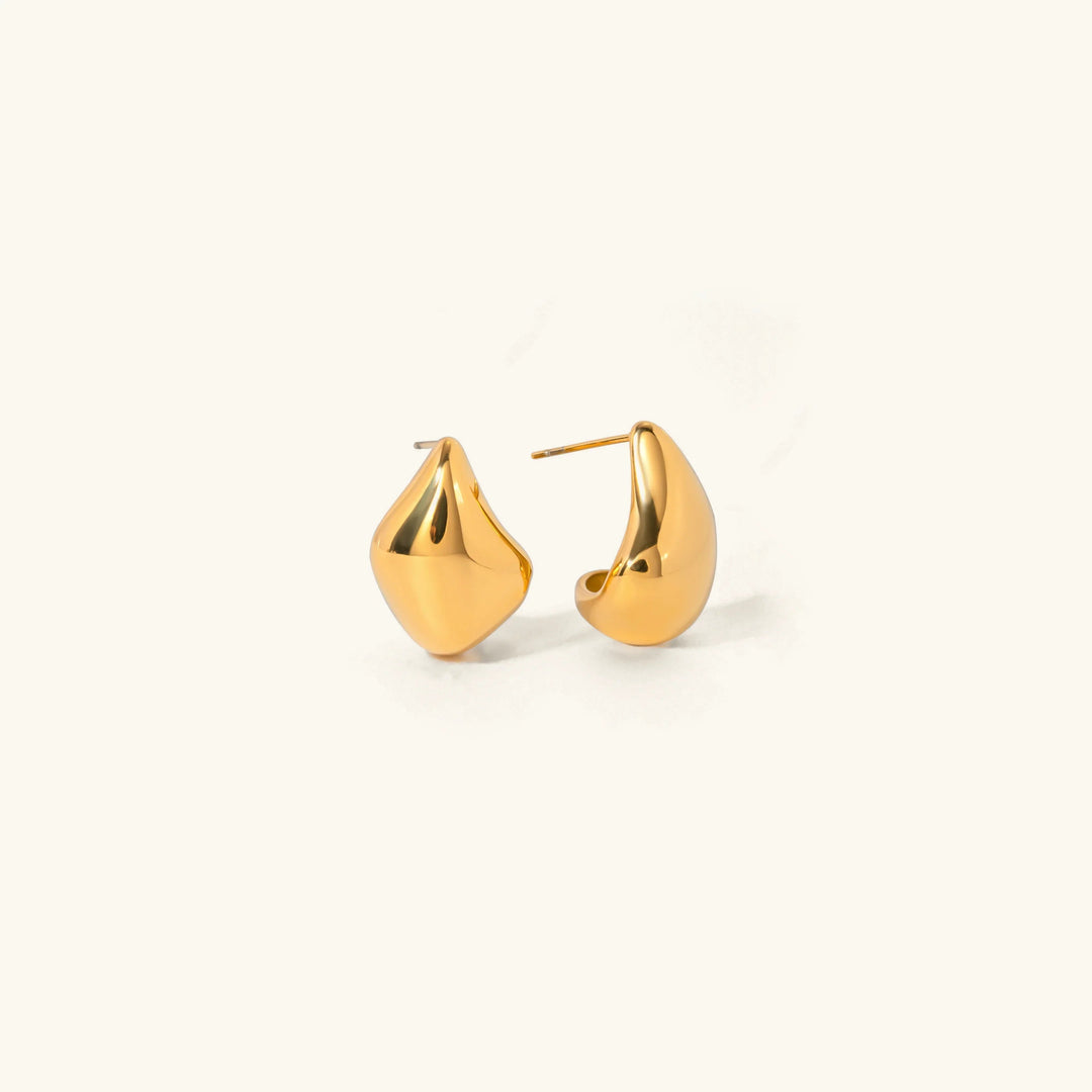 Gold-Plated Minimalist Bean-Shaped Drop Earrings