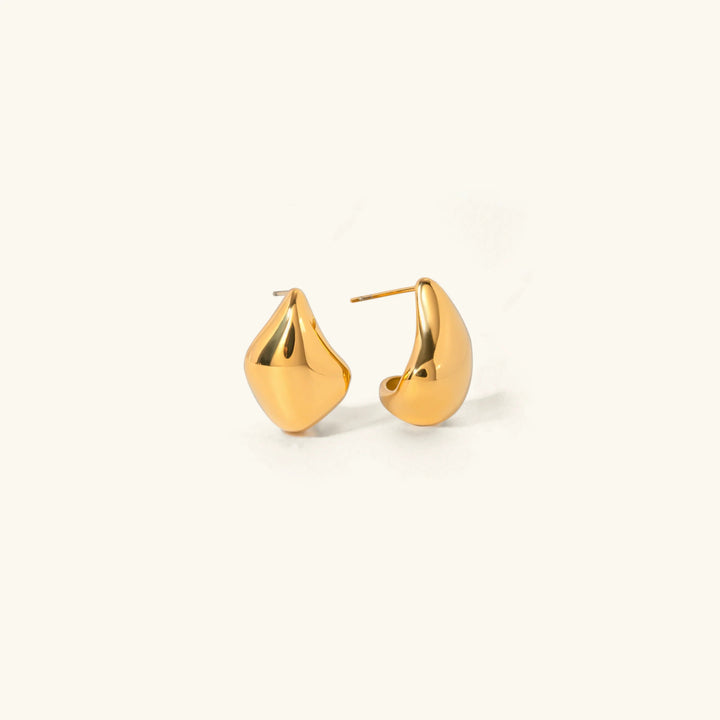 Gold-Plated Minimalist Bean-Shaped Drop Earrings