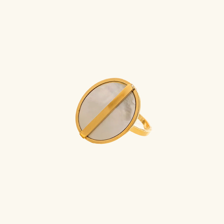 Gold Plated Mother of Pearl Ring with Stainless Steel