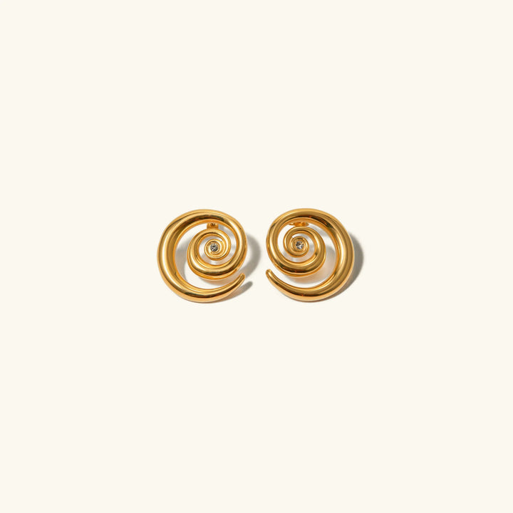 Gold-Plated Spiral Earrings with CZ Diamond Simulants