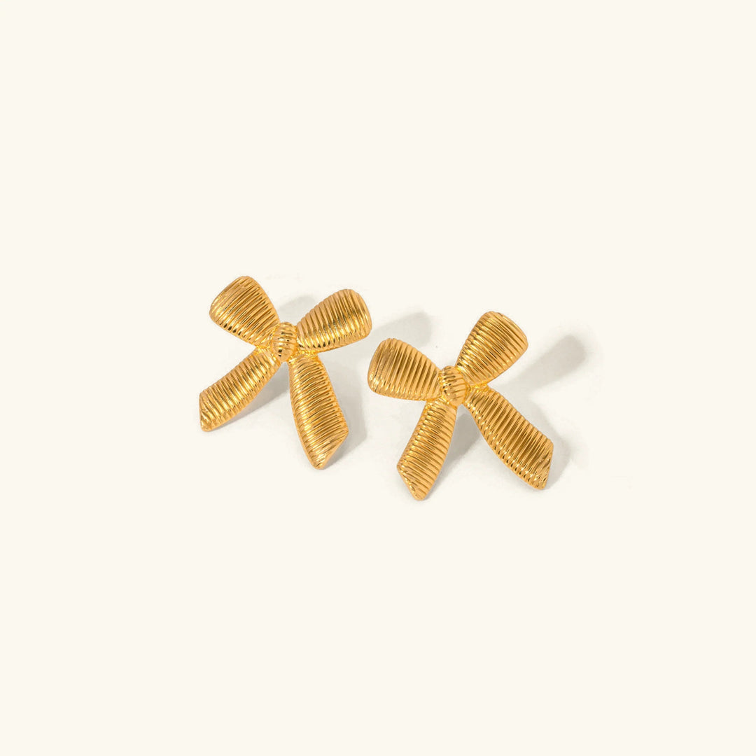 Gold-Plated Ribbon Earrings