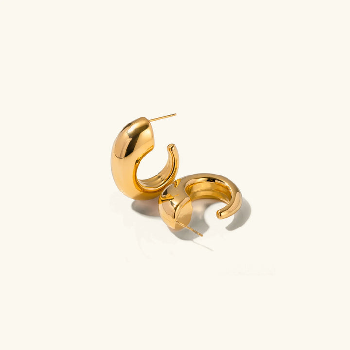 Gold-Plated Chunky Hoop Stud Earrings