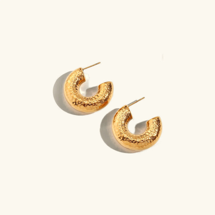 Hammered Gold-Plated Hoop Earrings