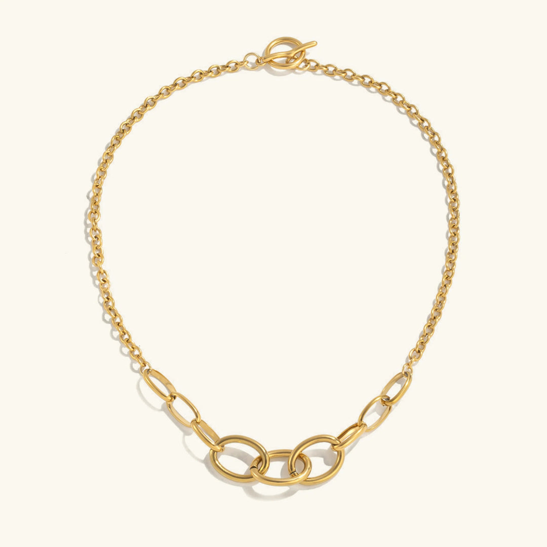 Gold Plated Chain Necklace with Toggle Clasp