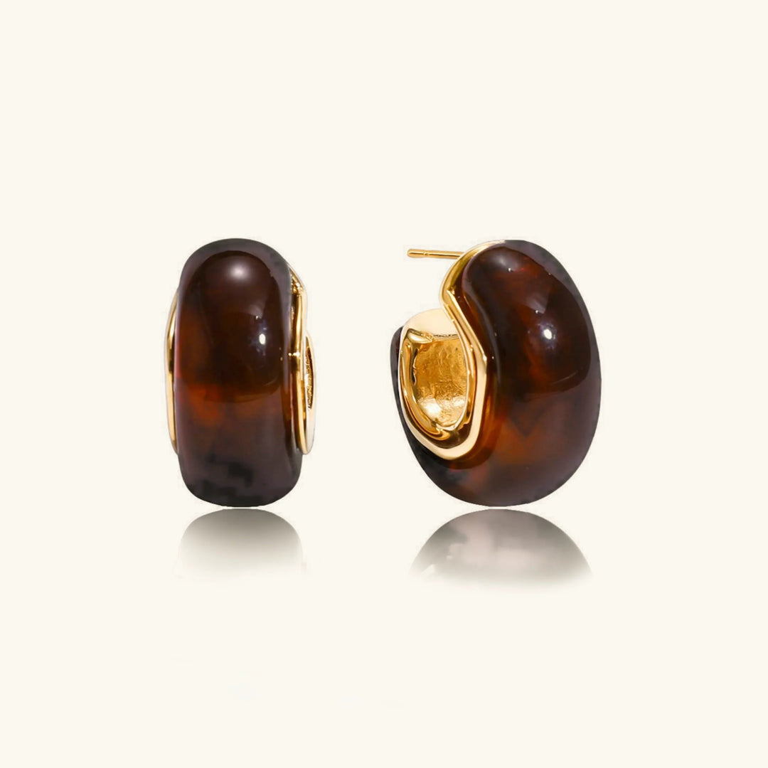Gold-Plated Chunky Enamel Hoop Earrings