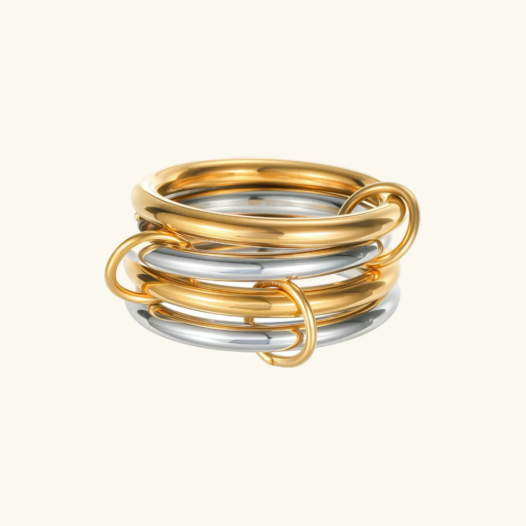 Gold-Plated Two-Tone Stacked Ring