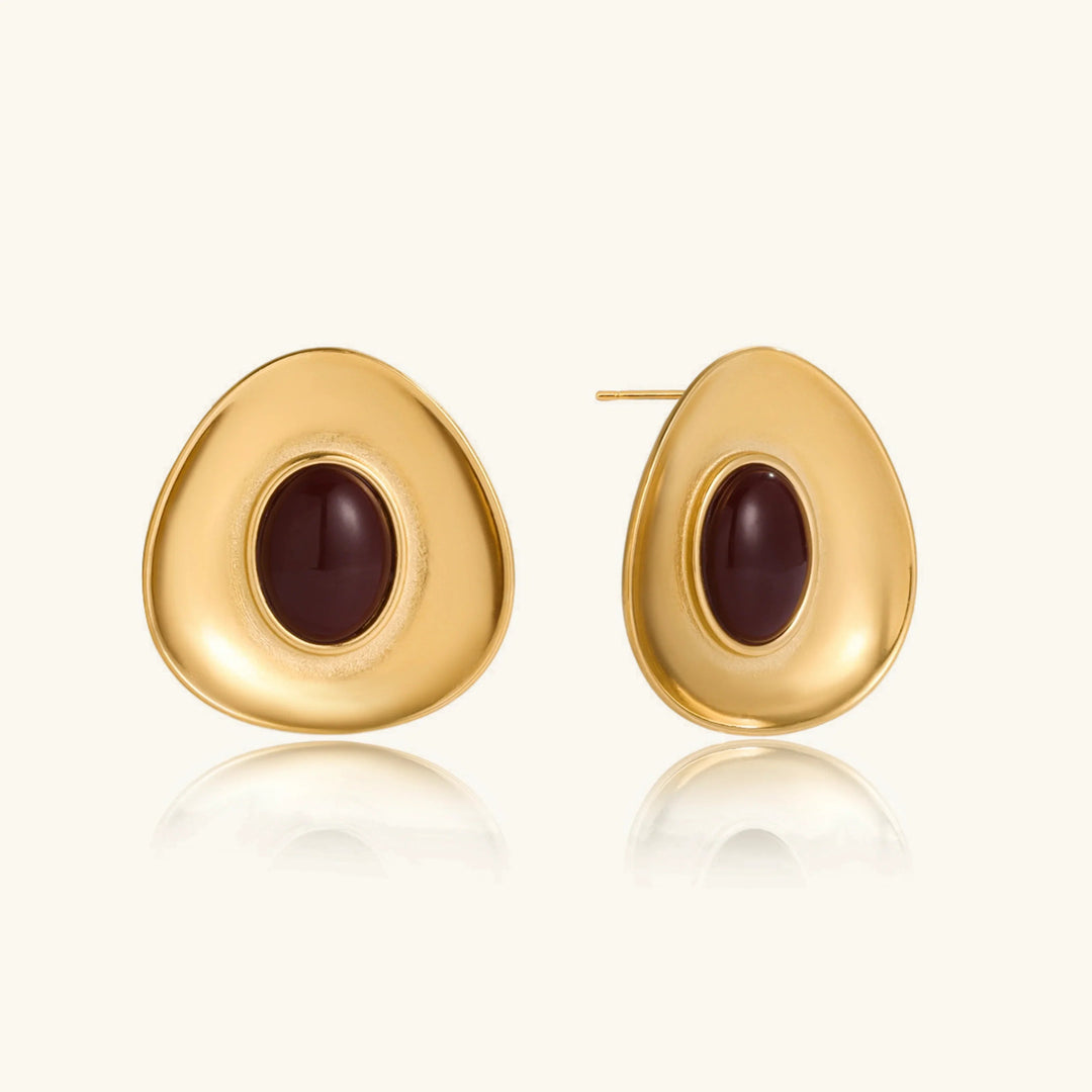 Gold-Plated Enamel Stud Earrings for Women