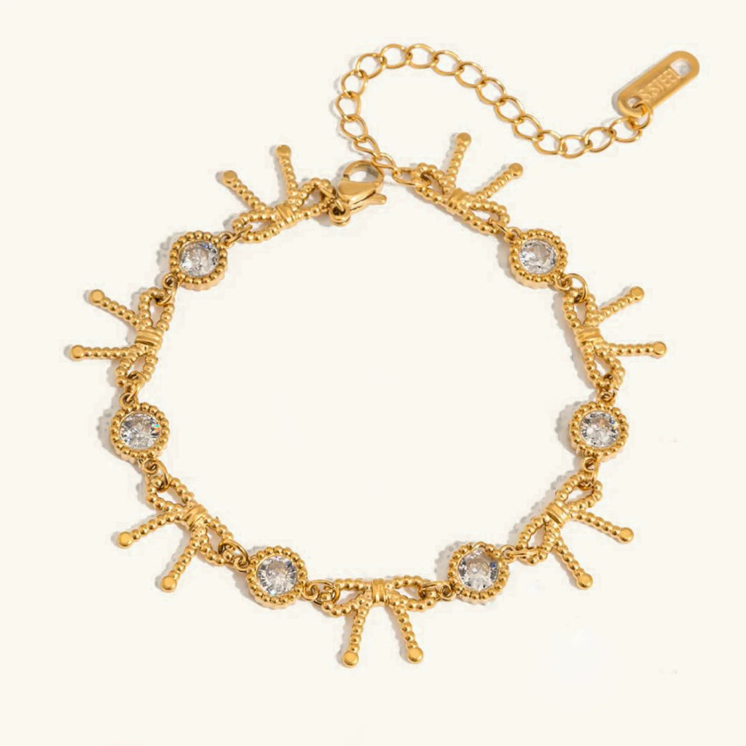 Gold Plated Cubic Zirconia Knot Charm Bracelet for Women