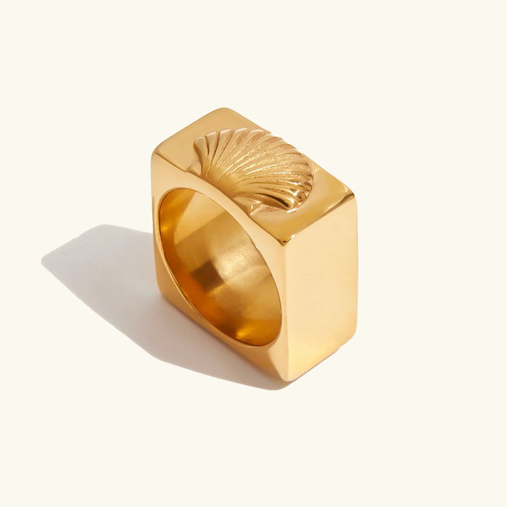 Gold-Plated Stainless Steel Statement Ring for Women