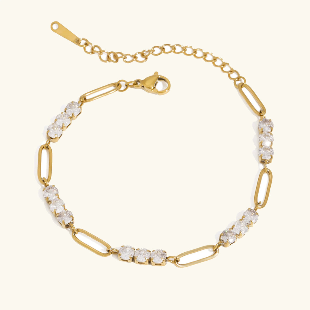 Gold Plated Cubic Zirconia Chain Bracelet for Women