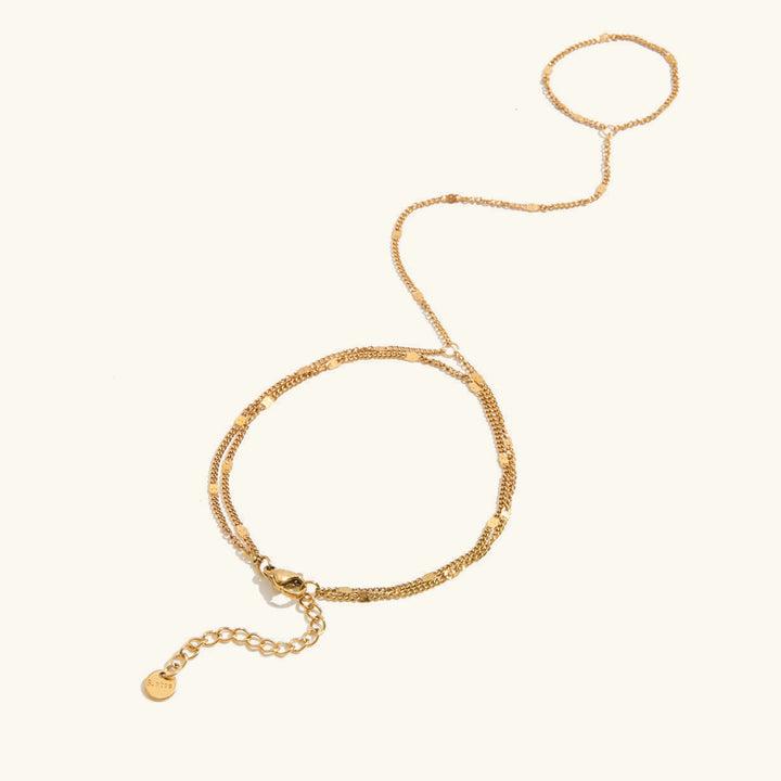 Gold Plated Stainless Steel Hand Chain Bracelet for Women