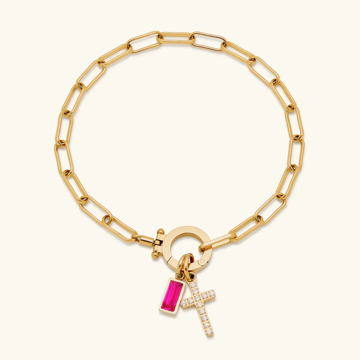 Gold-Plated Crystal Cross Bracelet