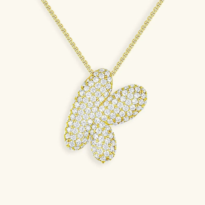 Gold-Plated Bubble Initial Diamond Necklace