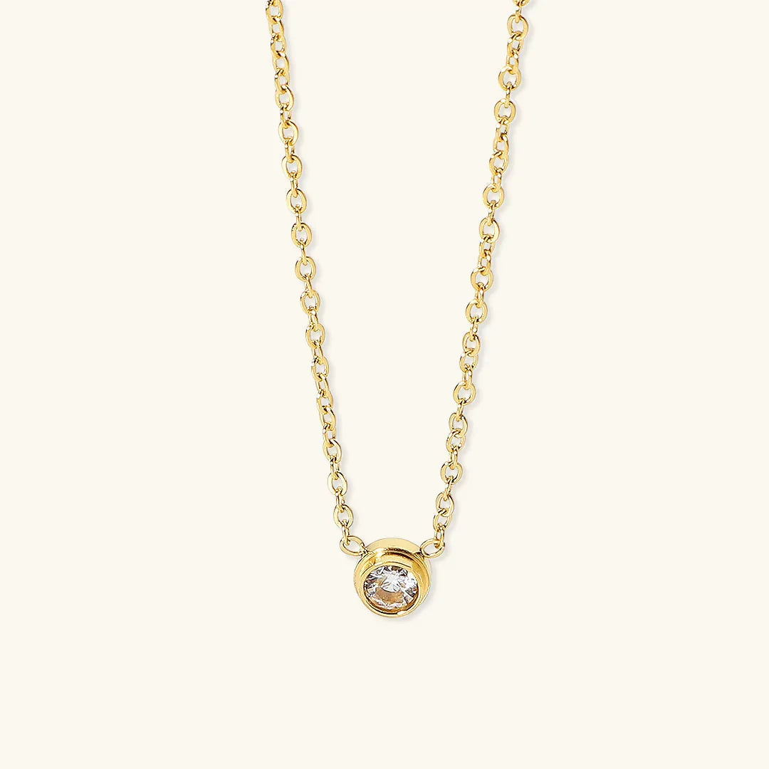 Gold-Plated Stainless Steel Cubic Zirconia Necklace for Women