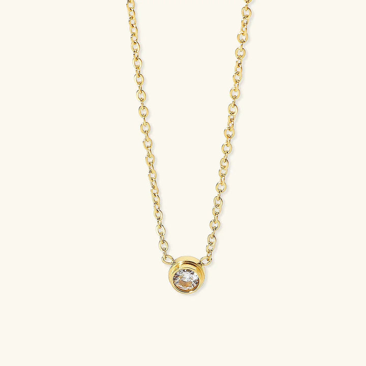 Gold-Plated Stainless Steel Cubic Zirconia Necklace for Women