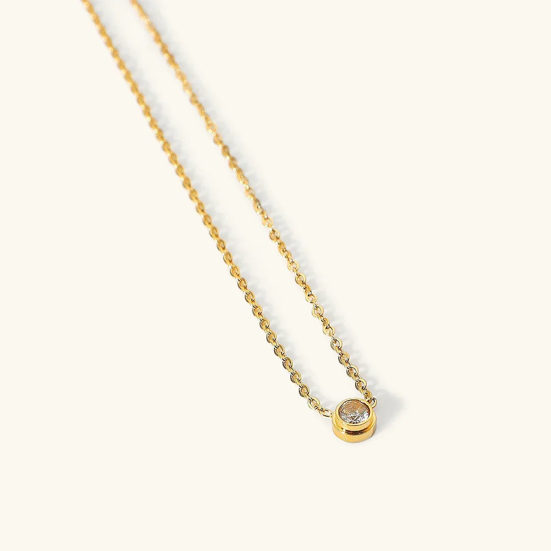 Gold-Plated Stainless Steel Cubic Zirconia Necklace for Women
