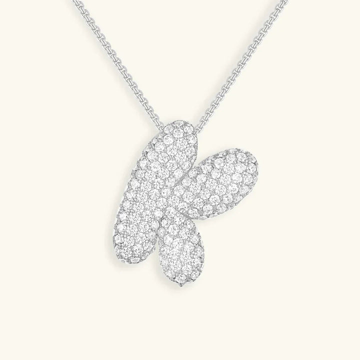 Gold-Plated Bubble Initial Diamond Necklace