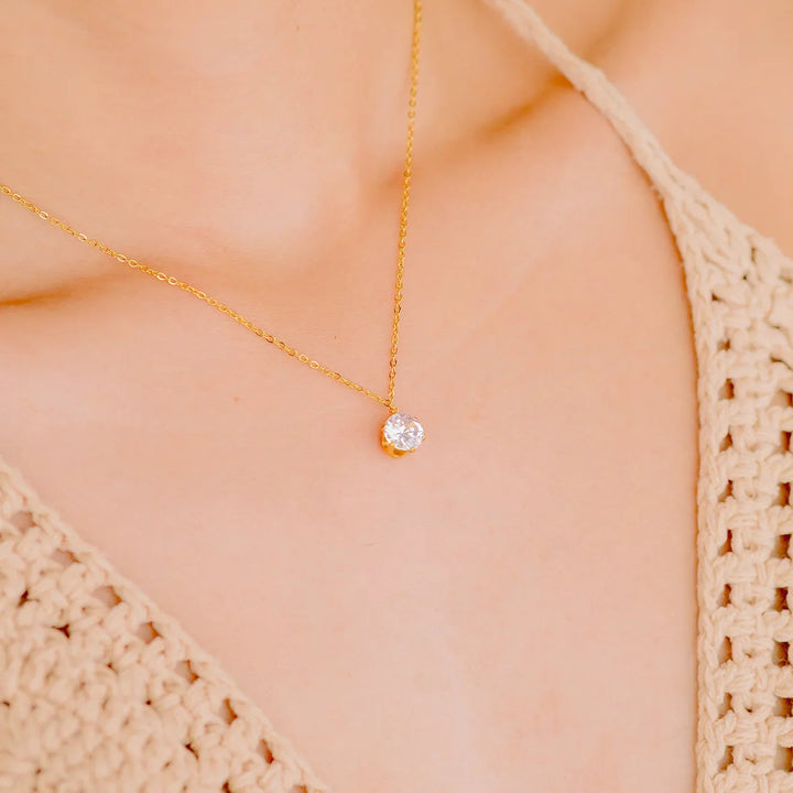 Gold-Plated Cubic Zirconia Pendant Necklace for Women