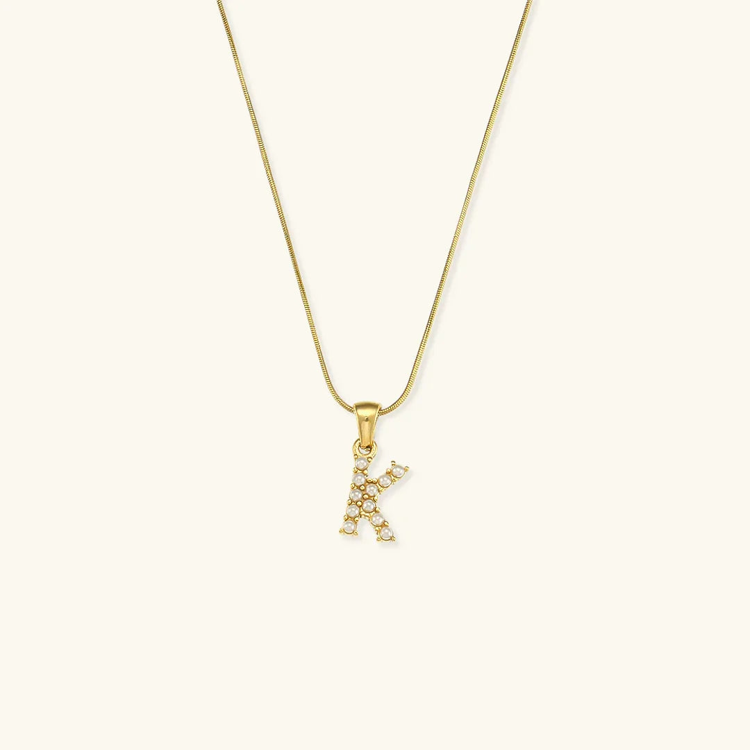 Gold-Plated Initial Letter Necklace with Freshwater Pearls