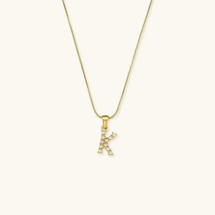 Gold-Plated Initial Letter Necklace with Freshwater Pearls