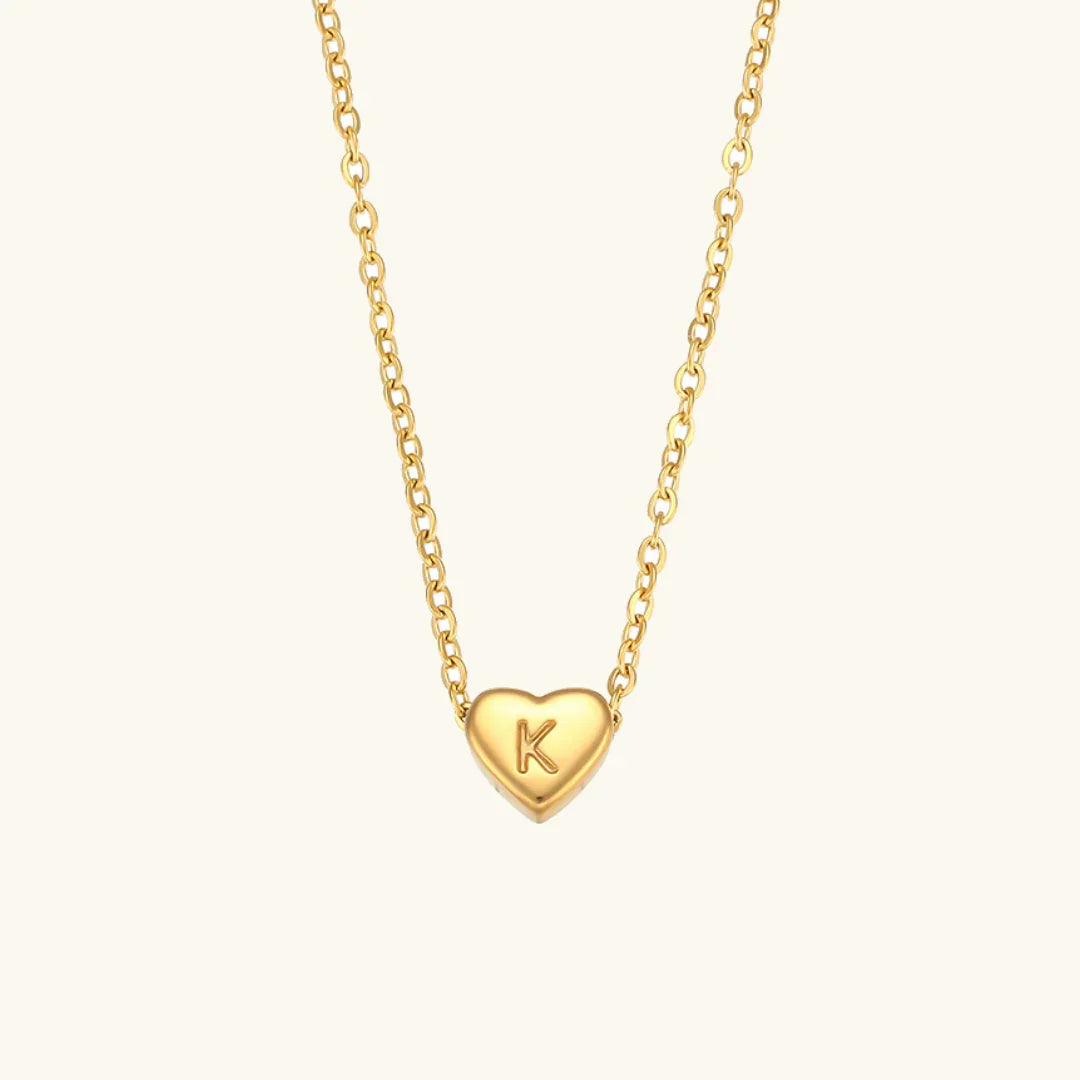 Gold-Plated Heart Initial Necklace