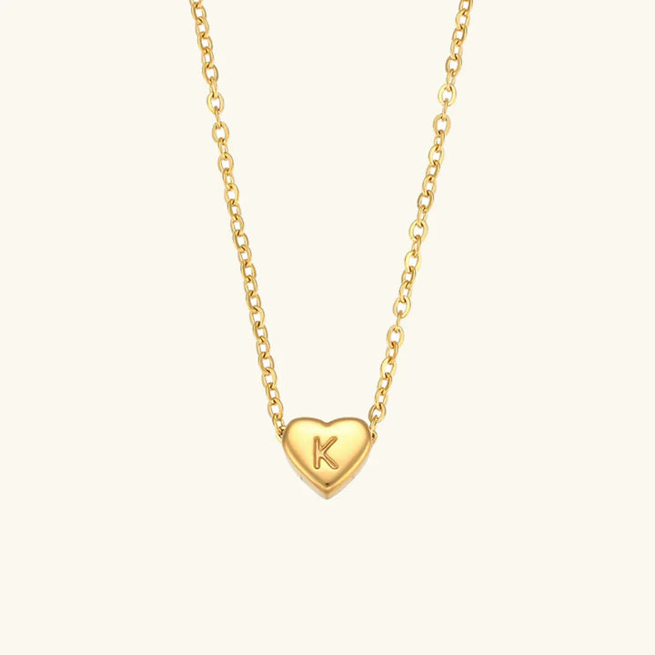 Gold-Plated Heart Initial Necklace