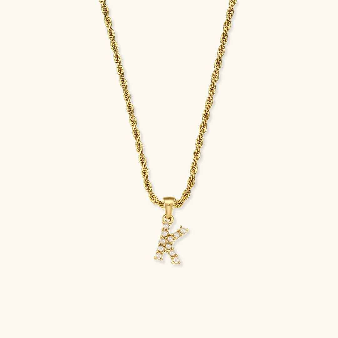 Gold-Plated Initial Letter Necklace with Freshwater Pearls