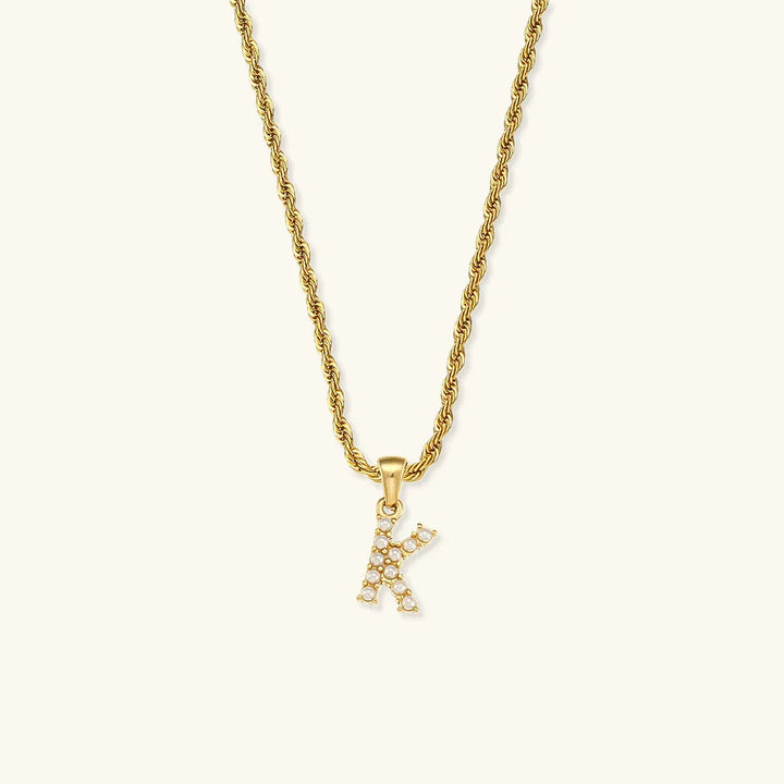 Gold-Plated Initial Letter Necklace with Freshwater Pearls