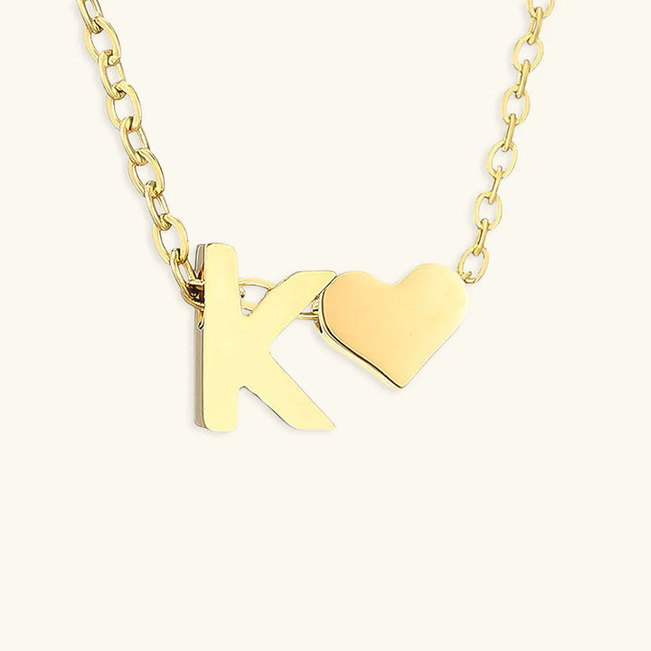 Gold-Plated Initial Heart Pendant Necklace