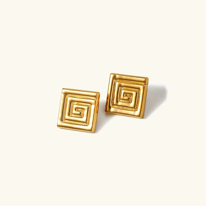 Gold-Plated Spiral Earrings with Waterproof Stainless Steel
