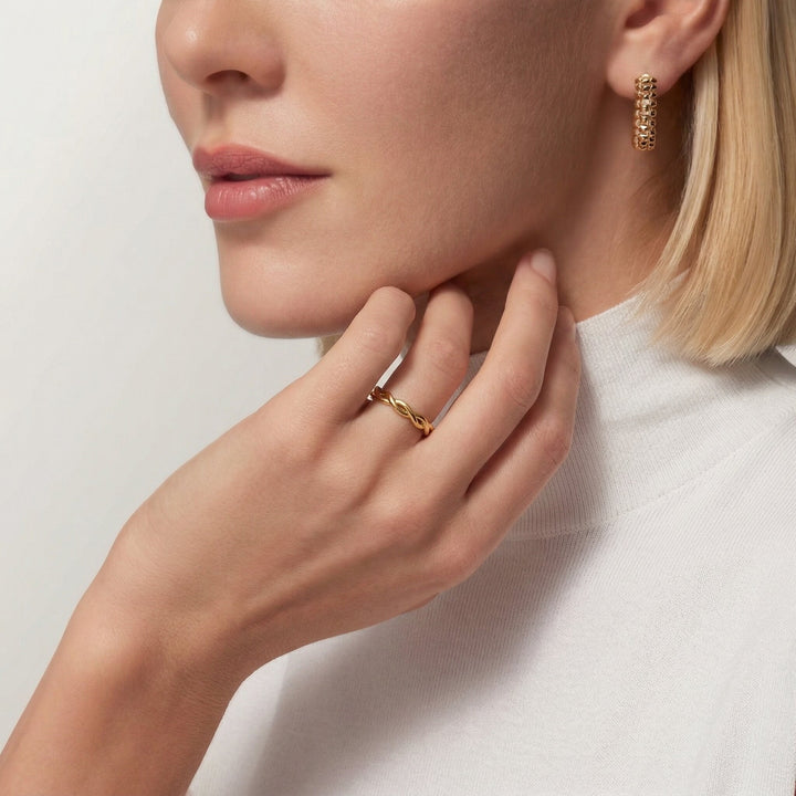 Gold-Plated Twisted Ring For Women
