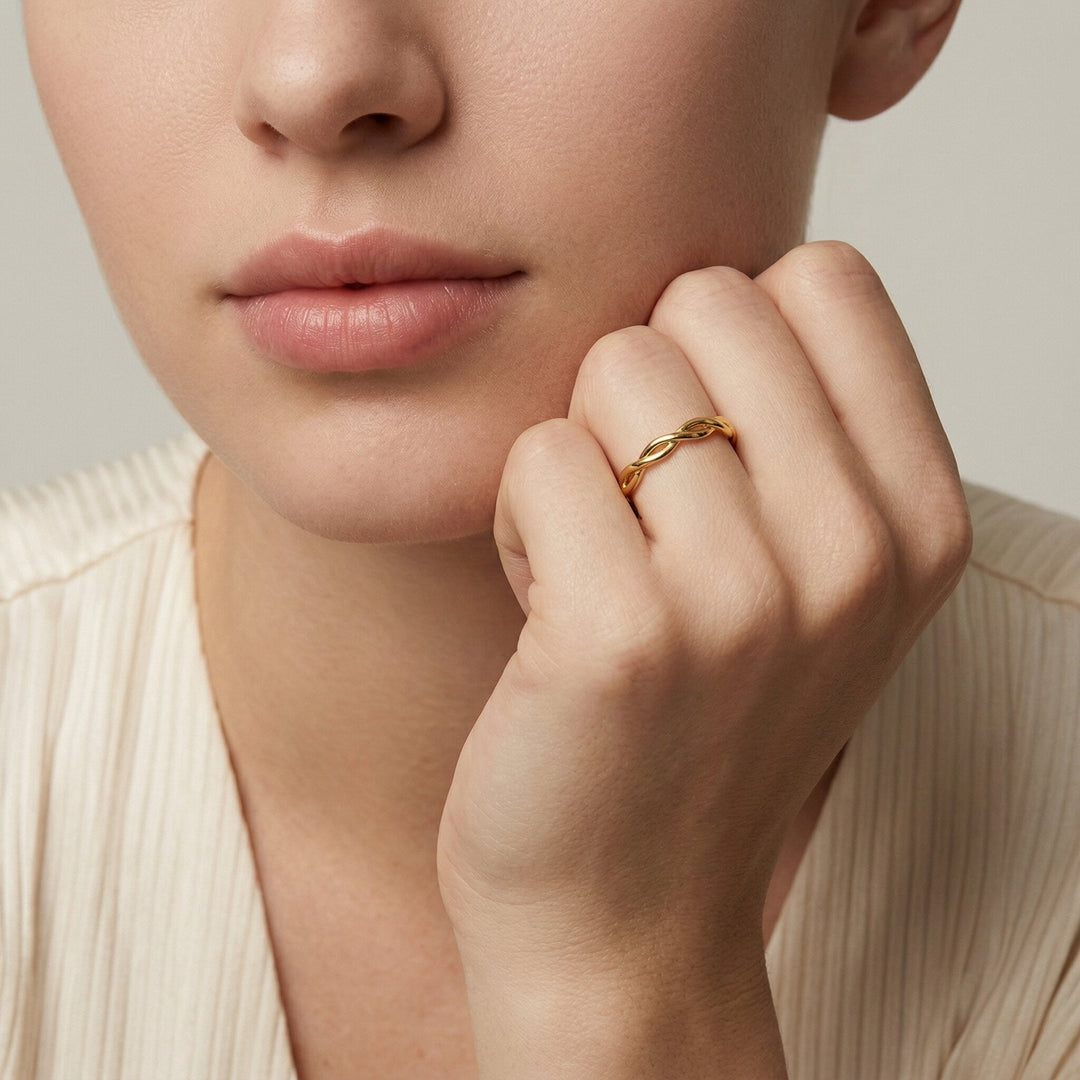 Gold-Plated Twisted Ring For Women