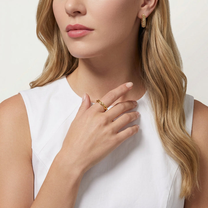 Gold-Plated Twisted Ring For Women