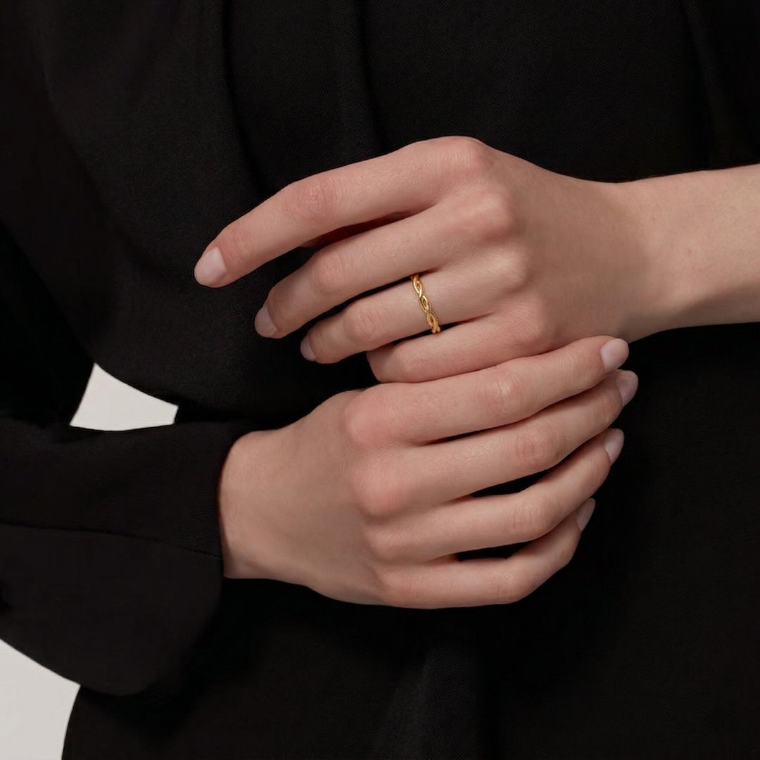 Gold-Plated Twisted Ring For Women