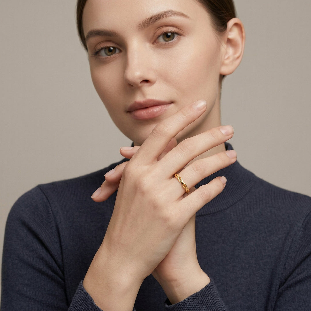 Gold-Plated Twisted Ring For Women