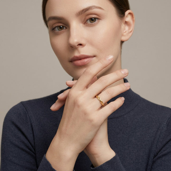 Gold-Plated Twisted Ring For Women