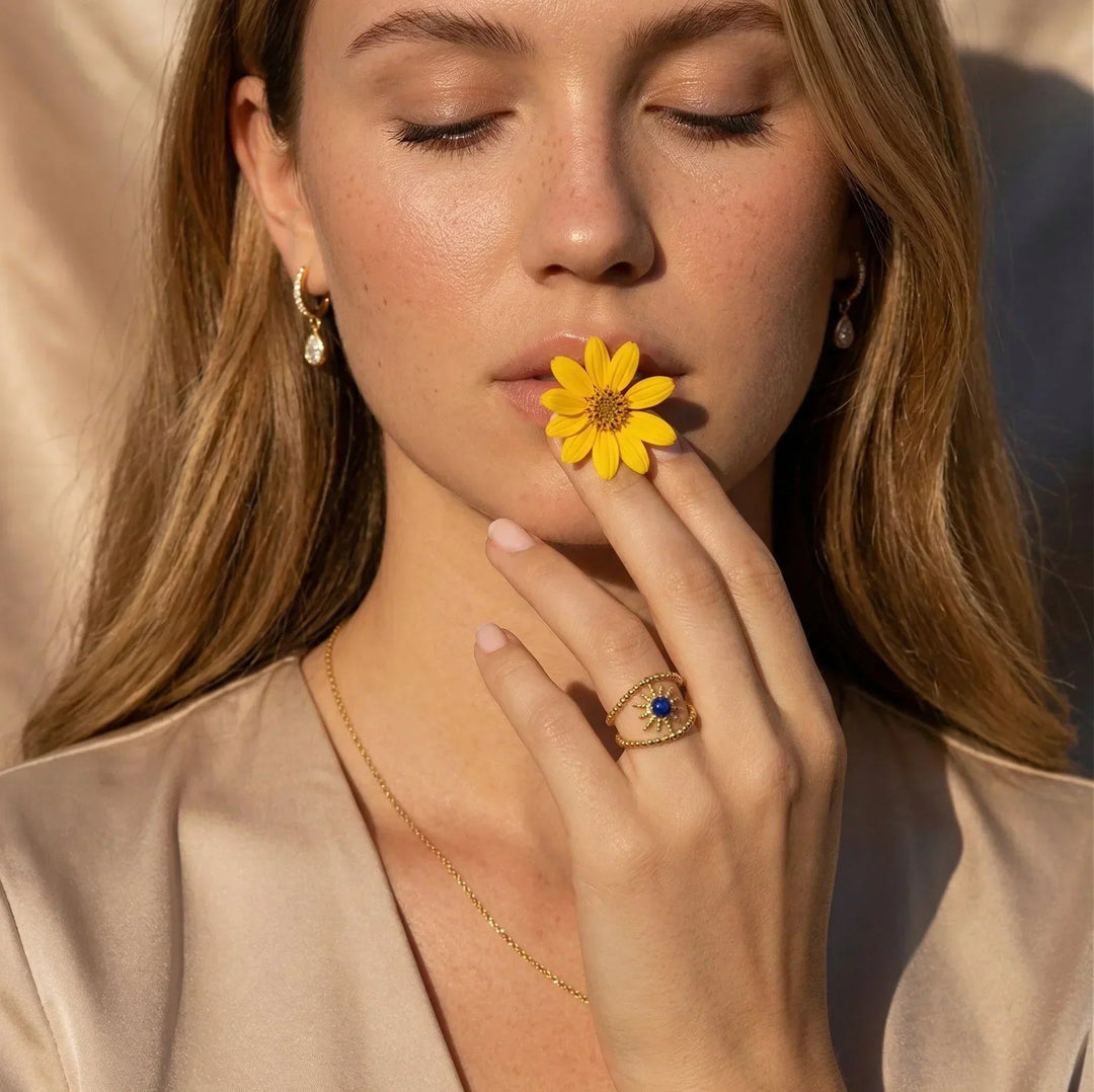 Gold-Plated Adjustable Ring with Celestial Star Design