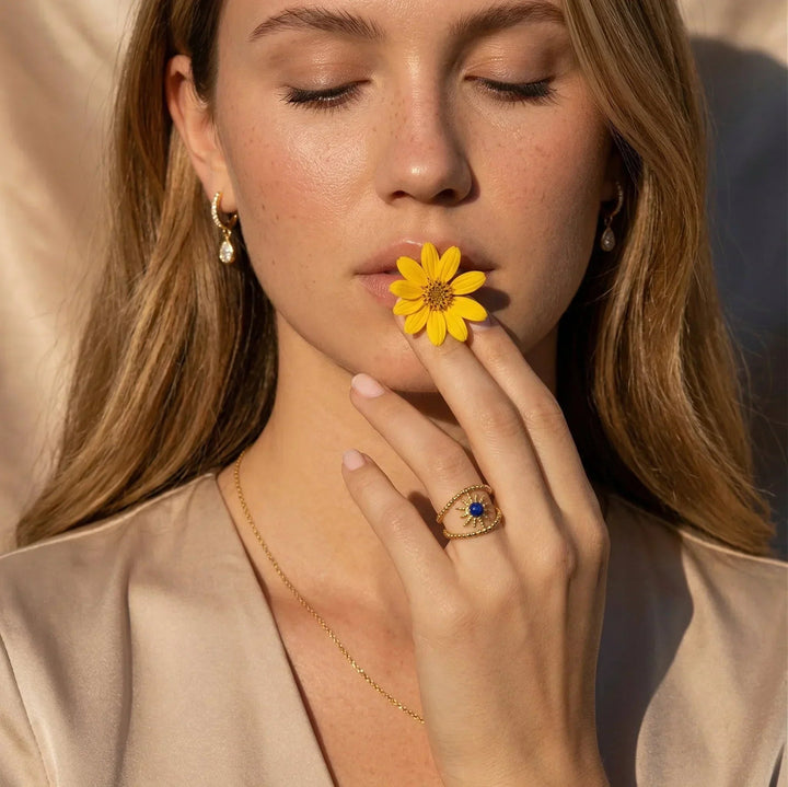 Gold-Plated Adjustable Ring with Celestial Star Design