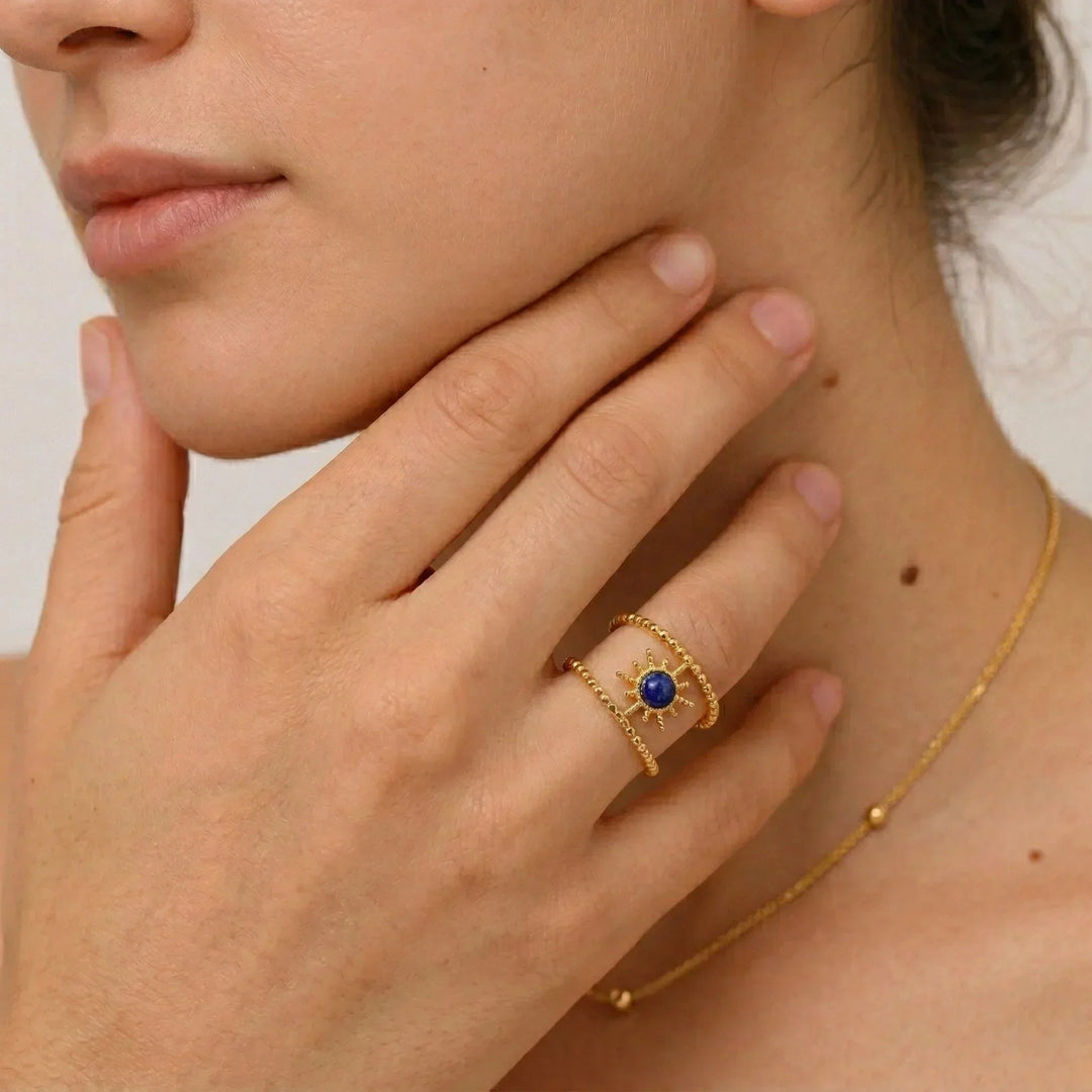 Gold-Plated Adjustable Ring with Celestial Star Design