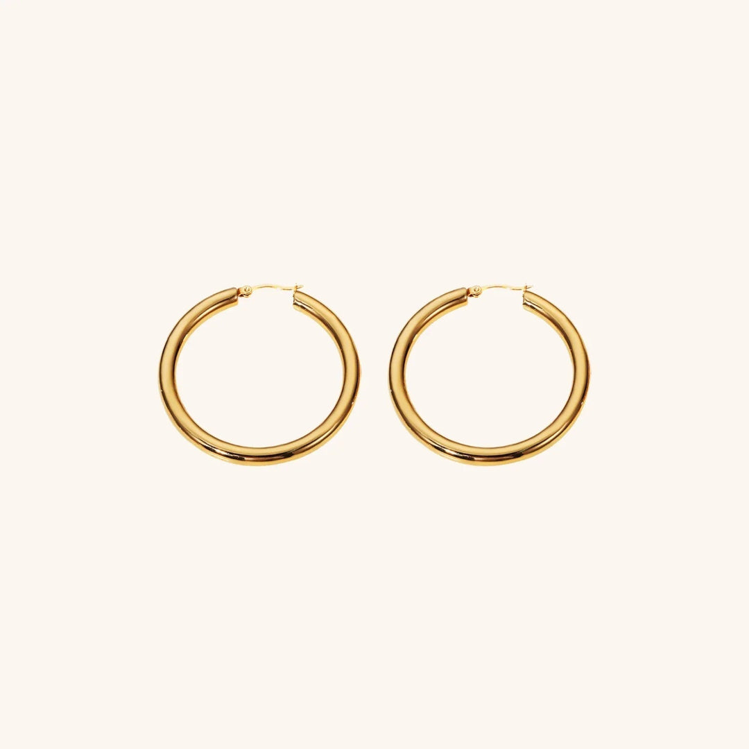 Gold-Plated Wide Hoop Earrings