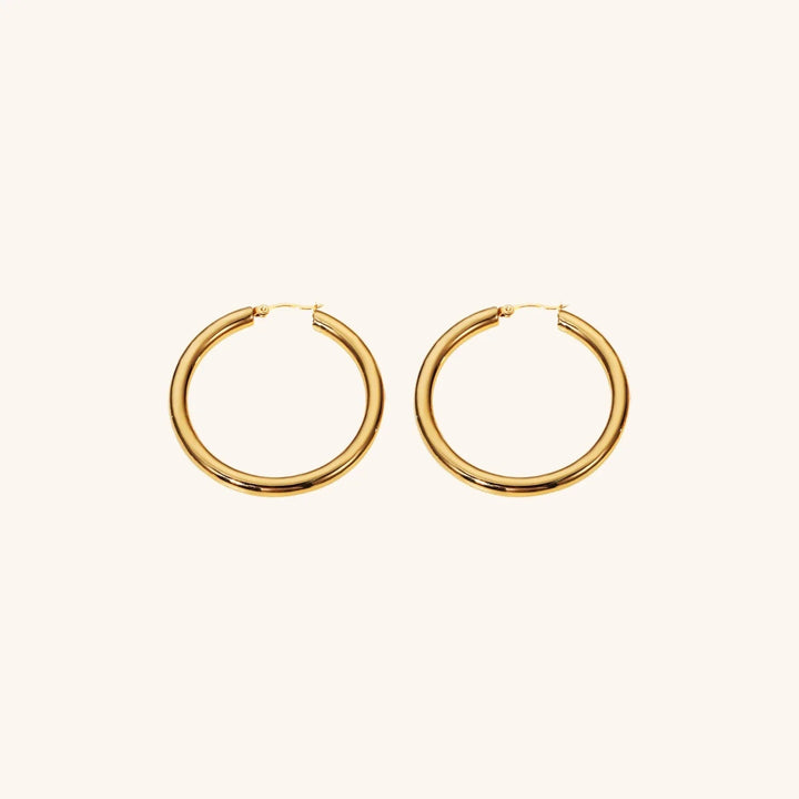 Gold-Plated Wide Hoop Earrings